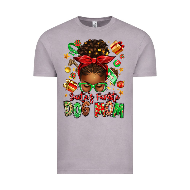 Santas Favorite Dog Mom Afro Messy Bun Vintage Tee by texasbilliewilder | Teevron