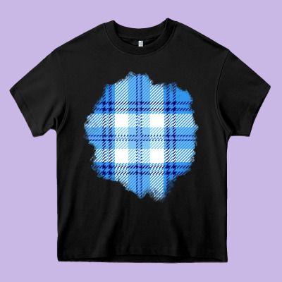 Winter Tartan Patch Heavy Core Tee Designed By Bundleandbundleshop