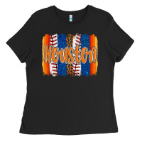 Black houston baseball team spirit brushstrokes Ladies Tee - Artiststas