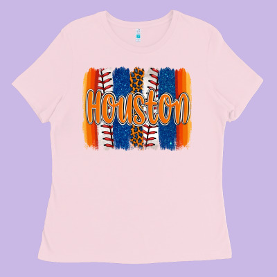 Houston Baseball Team Spirit Brushstrokes Ladies Tee Designed By Artiststas