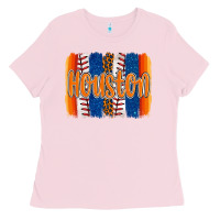 Bubblegum Pink houston baseball team spirit brushstrokes Ladies Tee - Artiststas