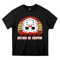 Black Halloween Bitches Be Trippin Jason Mask Heavy Core Tee - lanVoArt