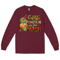 Burgundy cutest pumpkin in the patch Long Sleeve Tee - CowGirlArtShop