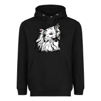 Black Drawing Cat Heavyweight Hoodie - RacoonDesign