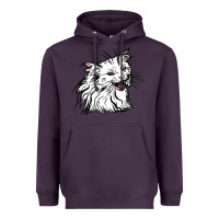 Plum Drawing Cat Heavyweight Hoodie - RacoonDesign