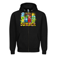 Black Hello Summer Zipper Hoodie - CowhideDigitalArt