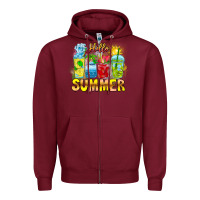 Burgundy Hello Summer Zipper Hoodie - CowhideDigitalArt