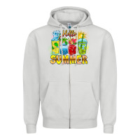 Dove Grey Hello Summer Zipper Hoodie - CowhideDigitalArt