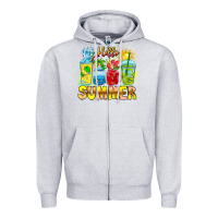 Heather Grey Hello Summer Zipper Hoodie - CowhideDigitalArt