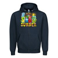 Navy Hello Summer Zipper Hoodie - CowhideDigitalArt