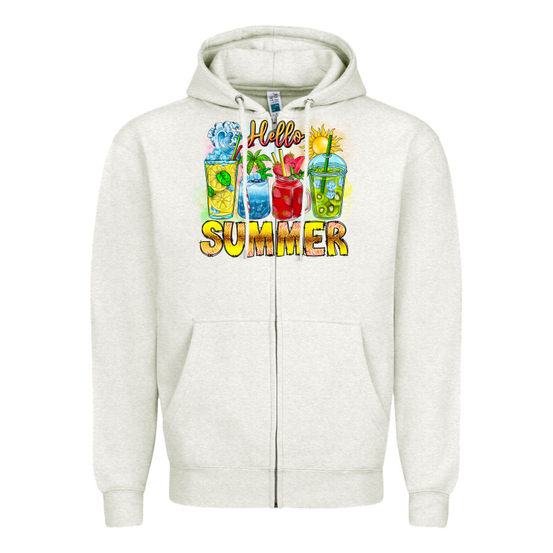 Hello Summer Zipper Hoodie by CowhideDigitalArt | Teevron