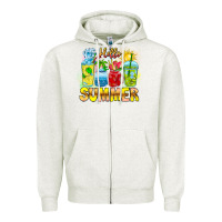 Oatmeal Heather Hello Summer Zipper Hoodie - CowhideDigitalArt