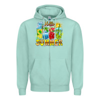 Seafoam Hello Summer Zipper Hoodie - CowhideDigitalArt