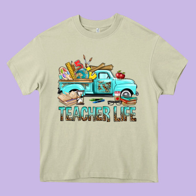 Teacher Life With Truck Heavy Core Tee Designed By Bundleandbundleshop