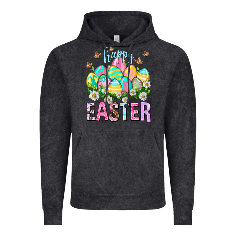 Happy Easter With Eggs Easter Day Vintage Hoodie by HowdyJamesFarm | Teevron