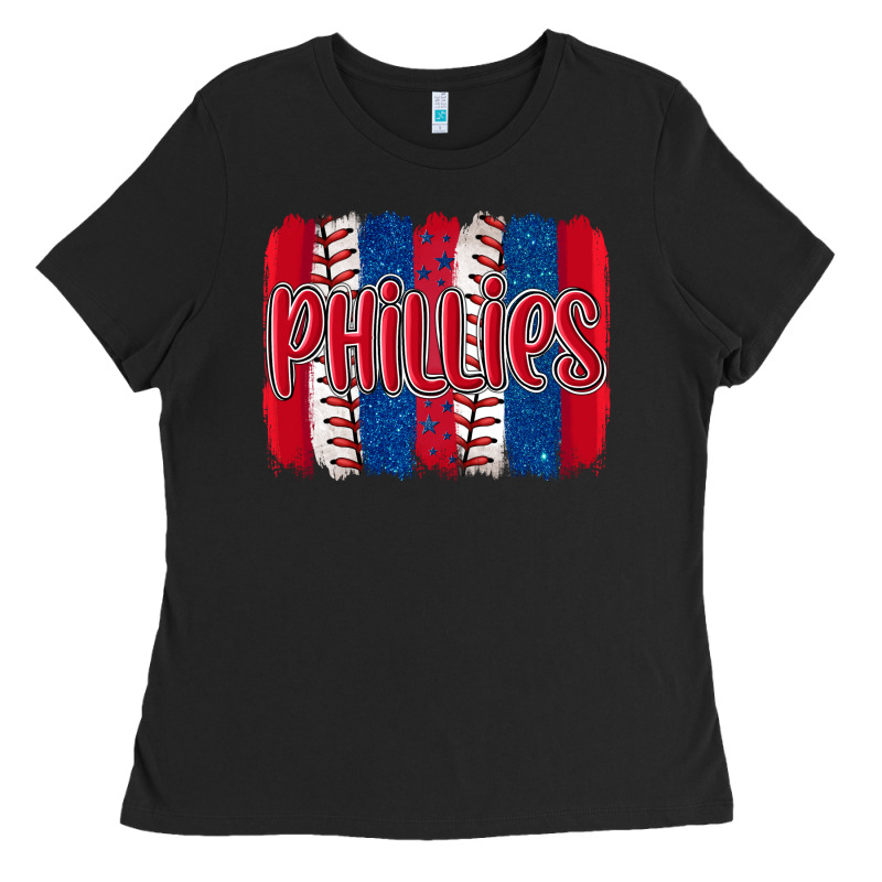 Phillies Baseball Team Spirit Brushstrokes Ladies Tee by Artiststas | Teevron