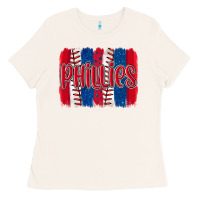 Bone phillies baseball team spirit brushstrokes Ladies Tee - Artiststas