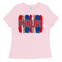 Bubblegum Pink phillies baseball team spirit brushstrokes Ladies Tee - Artiststas