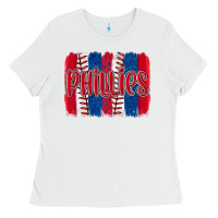 White phillies baseball team spirit brushstrokes Ladies Tee - Artiststas