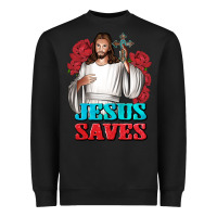 Black Jesus Saves Heavyweight Sweatshirt - BundleAndBundleShop