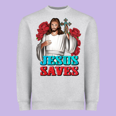 Jesus Saves Heavyweight Sweatshirt Designed By Bundleandbundleshop