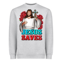 Heather Grey Jesus Saves Heavyweight Sweatshirt - BundleAndBundleShop
