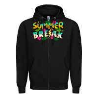 Black Summer Break Zipper Hoodie - CowhideDigitalArt