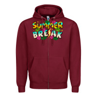 Burgundy Summer Break Zipper Hoodie - CowhideDigitalArt