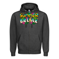 Charcoal Heather Summer Break Zipper Hoodie - CowhideDigitalArt