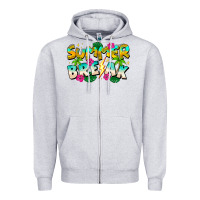 Heather Grey Summer Break Zipper Hoodie - CowhideDigitalArt