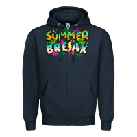 Navy Summer Break Zipper Hoodie - CowhideDigitalArt