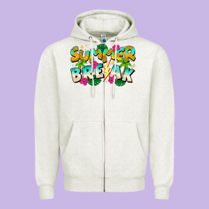 Summer Break Zipper Hoodie Designed By Cowhidedigitalart