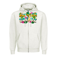 Oatmeal Heather Summer Break Zipper Hoodie - CowhideDigitalArt