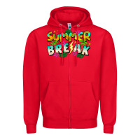 Red Summer Break Zipper Hoodie - CowhideDigitalArt