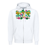 White Summer Break Zipper Hoodie - CowhideDigitalArt