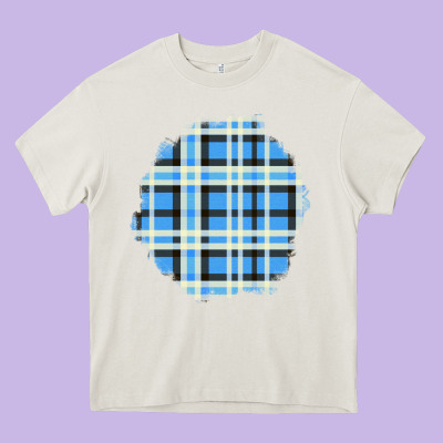 Winter Tartan Patch Heavy Core Tee Designed By Bundleandbundleshop