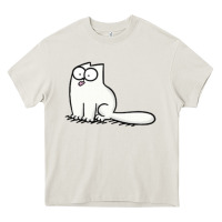 Cream simon's cat 1 Heavy Core Tee - lanVoArt