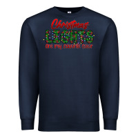 Navy festive christmas lights text art Premium Sweatshirt - CowhideDigitalArt