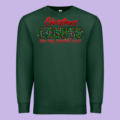 Festive Christmas Lights Text Art Premium Sweatshirt Designed By Cowhidedigitalart