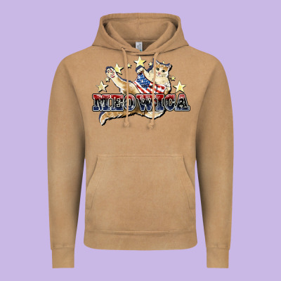 Meowica Cat 4th Of July Vintage Hoodie Designed By Howdyjamesfarm