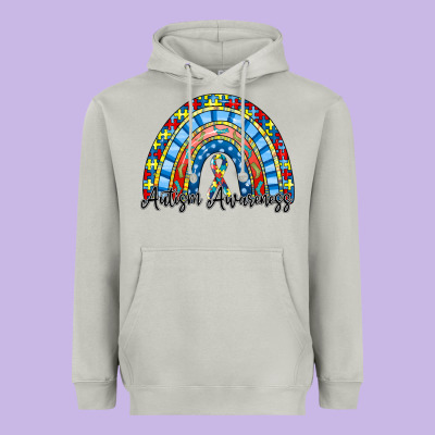 Autism Awareness Rainbow Heavyweight Hoodie Designed By Racoondesign
