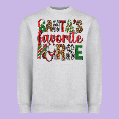 Santa's Favorite Nurse Heavyweight Sweatshirt Designed By Bundleandbundleshop