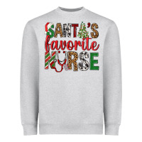 Heather Grey Santa's Favorite Nurse Heavyweight Sweatshirt - BundleAndBundleShop