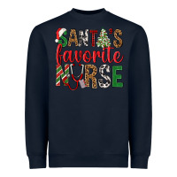 Navy Santa's Favorite Nurse Heavyweight Sweatshirt - BundleAndBundleShop