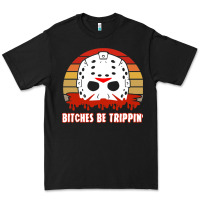 Black Halloween Bitches Be Trippin Jason Mask Premium Tee - lanVoArt