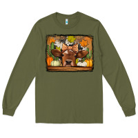 Army Green fall cow Long Sleeve Tee - Jasminsmagicworld