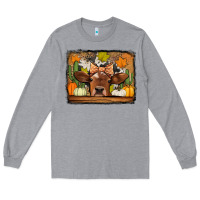 Heather Grey fall cow Long Sleeve Tee - Jasminsmagicworld