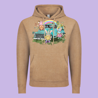Easter Gnomies With Truck Easter Day Vintage Hoodie Designed By Howdyjamesfarm