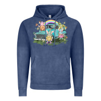Vintage Denim Easter gnomies with truck Easter Day Vintage Hoodie - HowdyJamesFarm