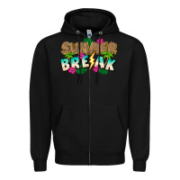 Black Summer Break Zipper Hoodie - CowhideDigitalArt